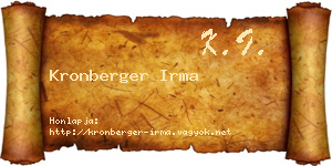 Kronberger Irma névjegykártya